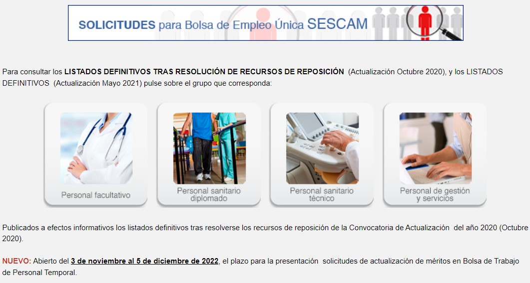 pronóstico Arenoso Aplaudir Actualización méritos Bolsa trabajo sescam