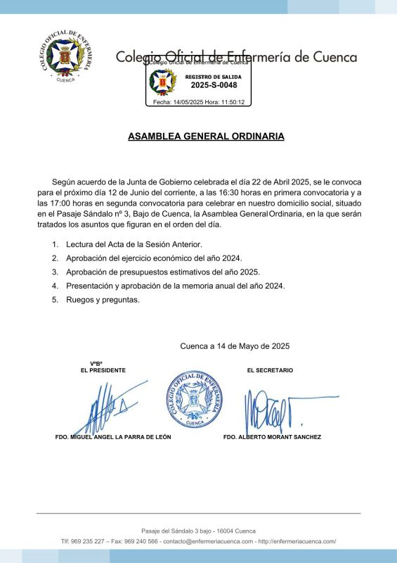 Convocatoria Asamblea General Ordinaria	